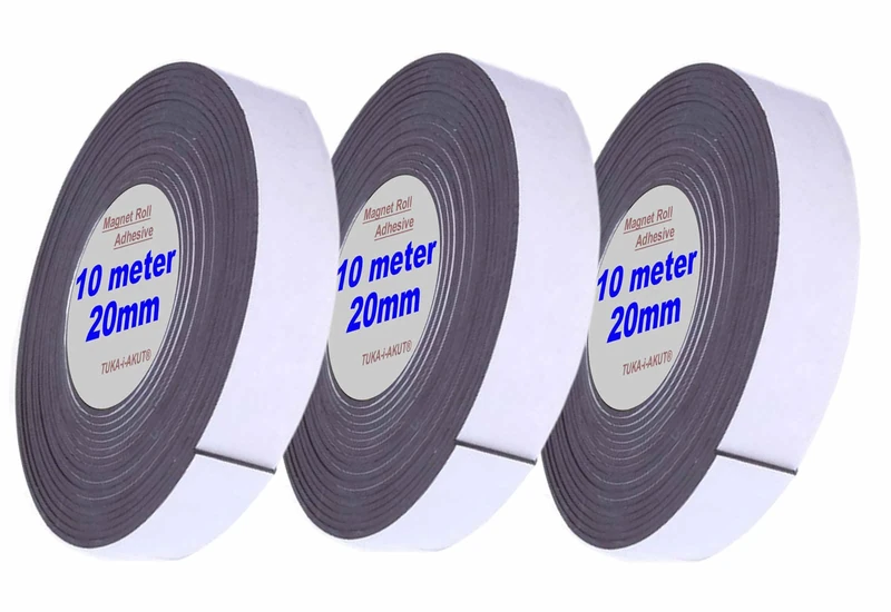 TUKA-i-AKUT TKD9035-2 cm Magnetic Adhesive Tape, Self-Adhesive Magnetic Tape, Flexible Magnetic Strips, Can be Cut to Size, 3 x 10 m Length, 30 m x 2 cm