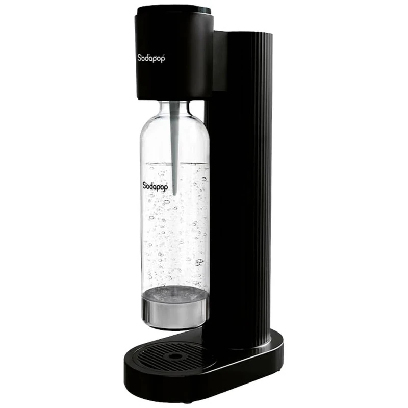 Sodapop Cooper Water Carbonator Black Including 1x PET Bottle, Stylish and Space-Saving, Height 44.9 cm