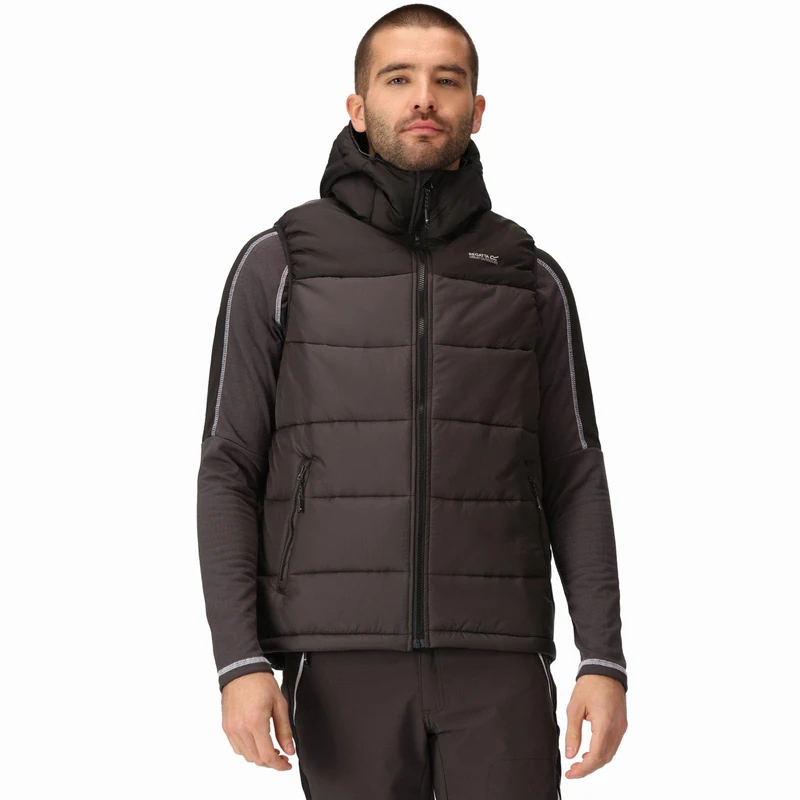 Regatta Mens Nevado Heavyweight Hooded Bodywarmer Gilet - Black Ash - 3XL