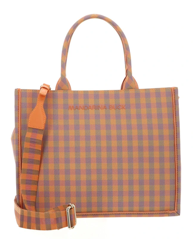 Mandarina Duck Vichy Women's Tote One Size, Vichy Orange, Taglia Unica - Image 1