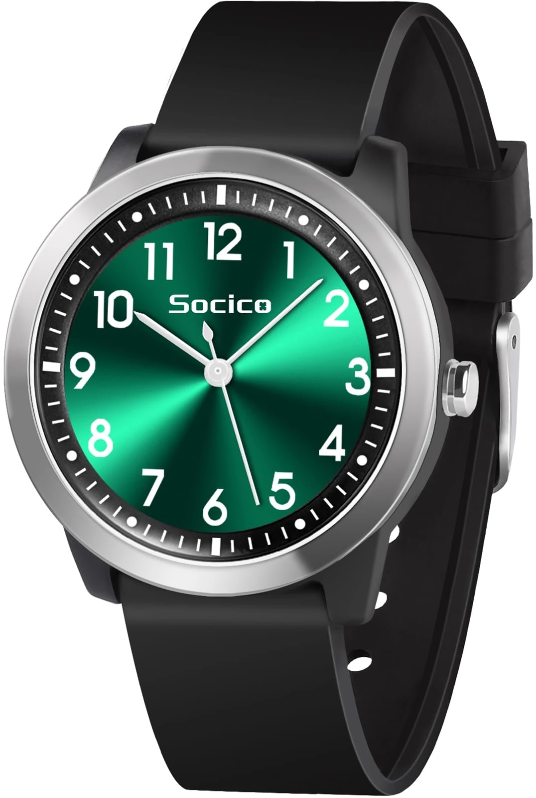 SOCICO Kids Watch Analogue, 5ATM/50M Waterproof Wrist Watch Children Girls Boys Teenagers Easy Read Kids Quartz Minimalist Watches for 8-18 Years(Black-Green)
