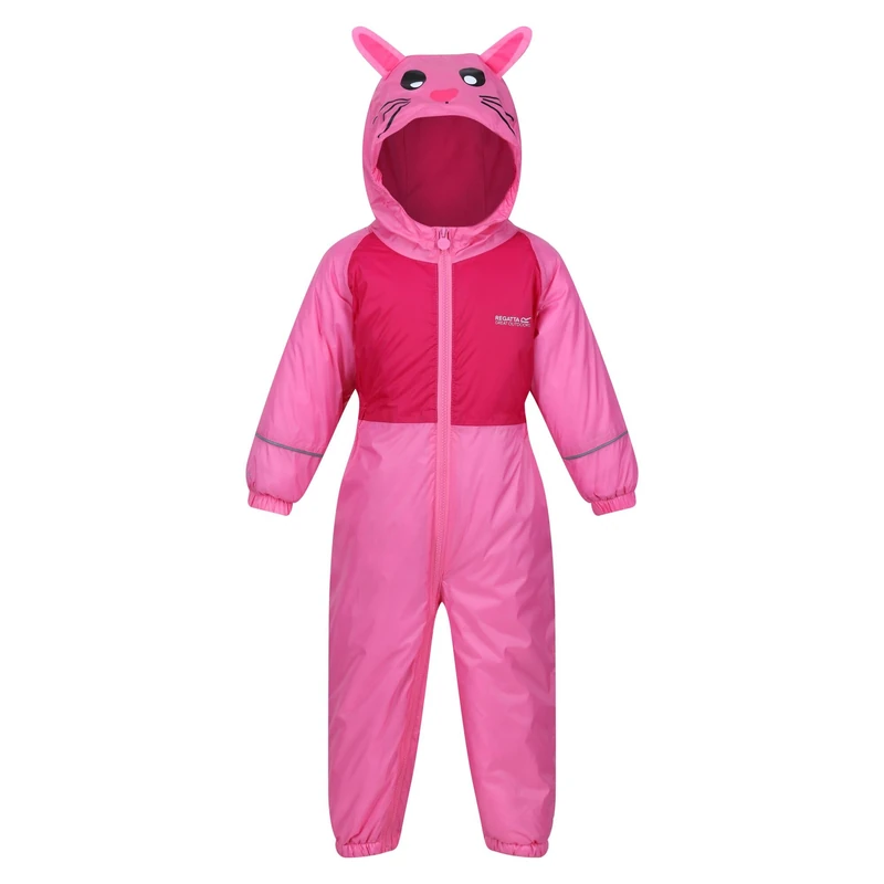 Regatta Unisex Baby Mudplay III Rainsuits, Pretty Pink Fusion Rabbit, 3-4 Years, PrtPk/PkFRab, 3-4 Jahre