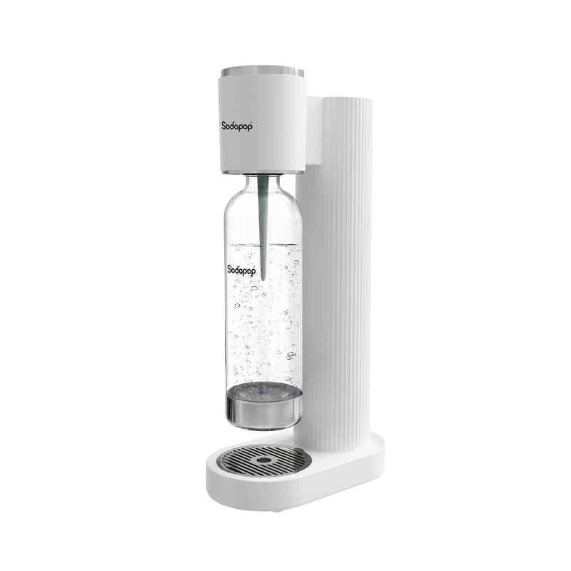 Sodapop Cooper Water Carbonator White Including 1x PET Bottle, Stylish and Space-saving, Height 44.9 cm