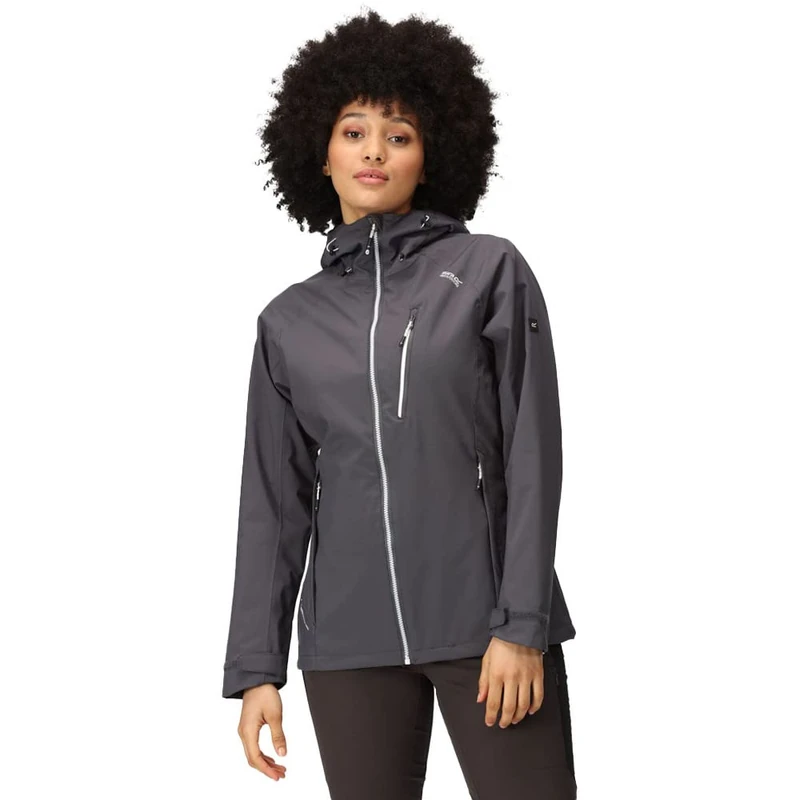 Regatta Womens Ladies Birchdale Durable Hooded Coat Waterproof Jacket, SlGry(White), 14 UK