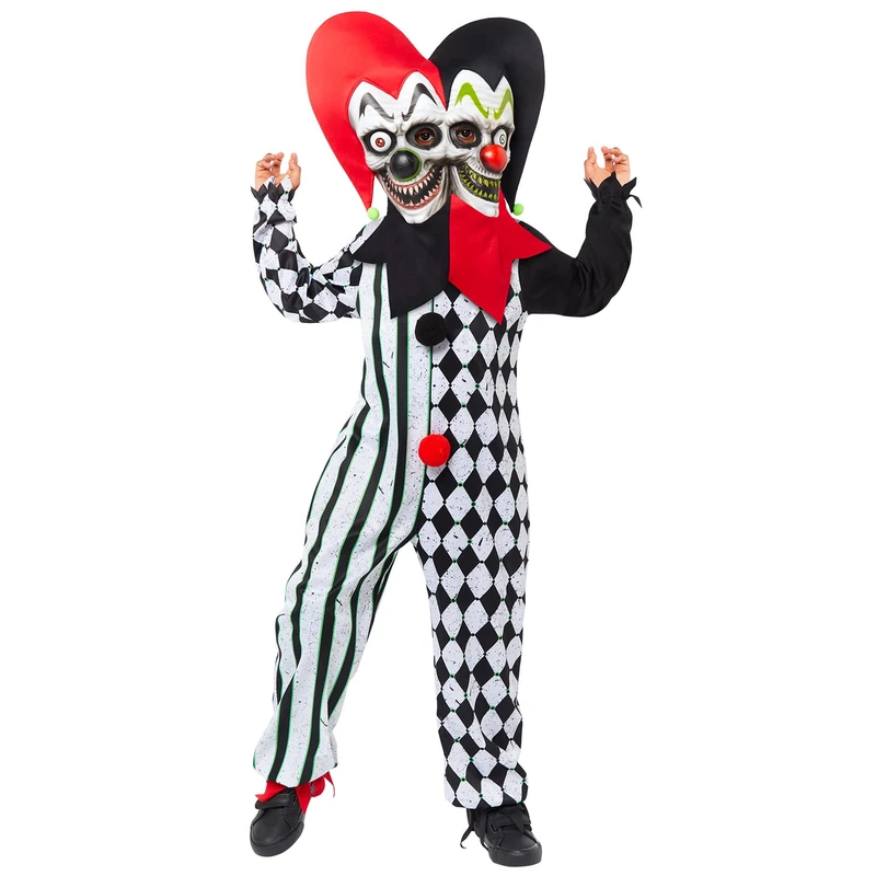 Amscan 9917861 - Boys Halloween Two Faced Jester Clown Fancy Dress Costume Age: 12-14 Years