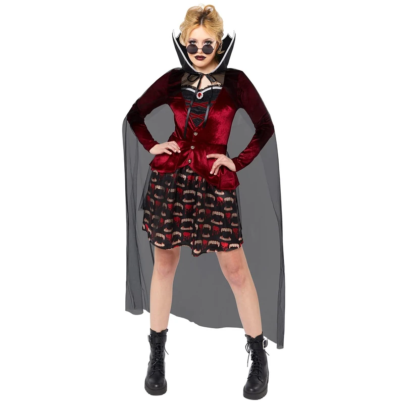 amscan 9917912 - Adults Midnight Vampiress Lady Fancy Dress Gothic Halloween Costume Ladies Women - Image 1