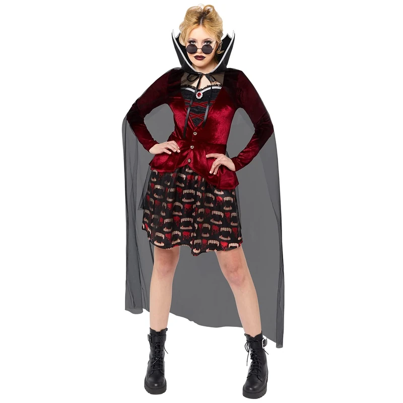 amscan 9917912 - Adults Midnight Vampiress Lady Fancy Dress Gothic Halloween Costume Ladies Women