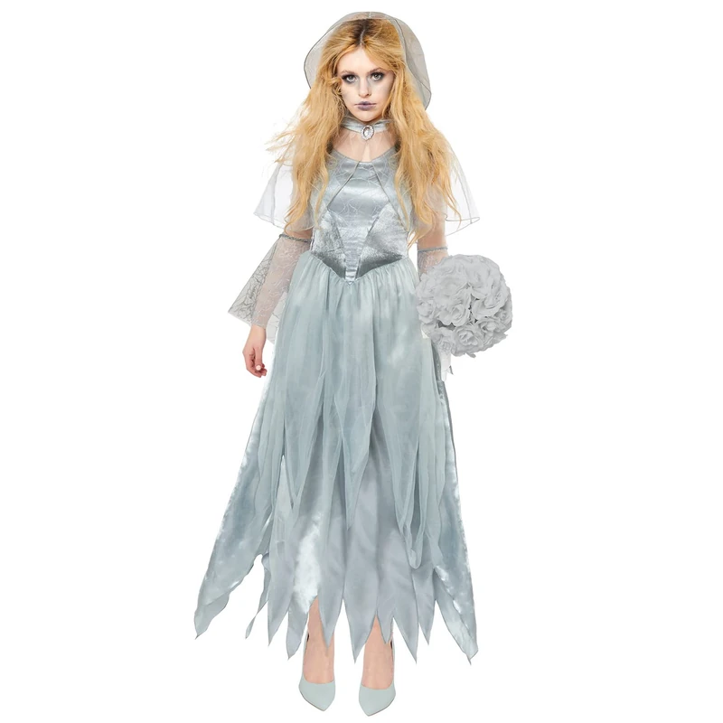 amscan 9917923 - Women's Halloween Zombie Ghost Bride Fancy Dress Costume (UK Dress 8-10)