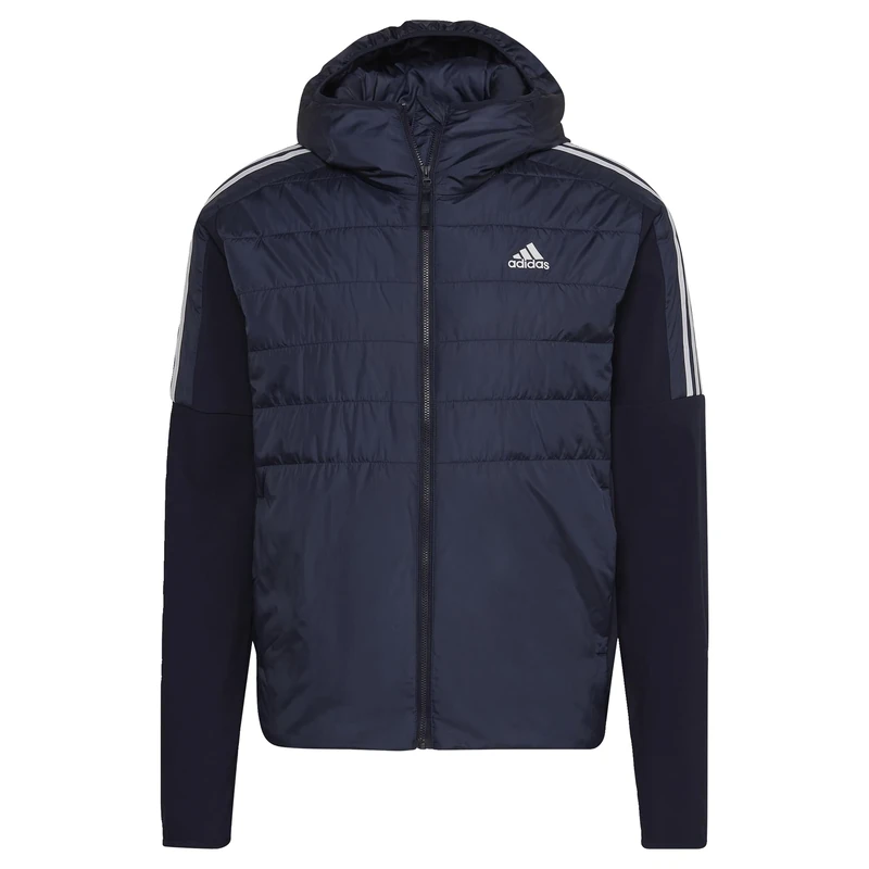adidas Men's Essentials Insulated Hooded Hybrid Jacket, Legend Ink, M