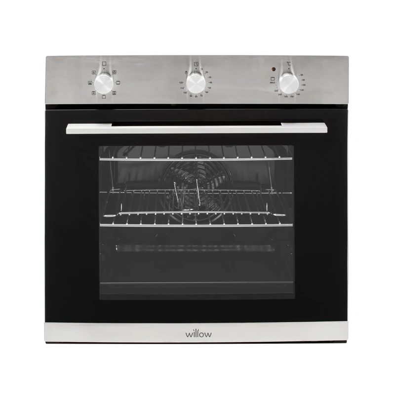 Willow WOF60SS 60cm Fan Assisted Oven with plug and 7 Oven Functions, Mechanical Timer, Integrated Grill, 2 Years Warranty - Stainless Steel