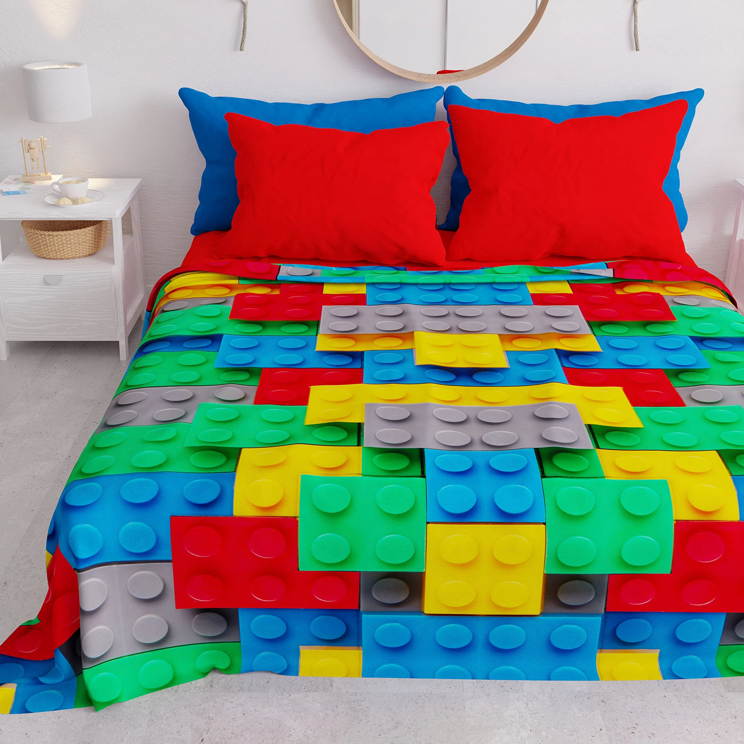PETTI Artigiani Italiani - Spring Summer Double Bedspread, Lightweight Double Blanket, Bedspread, Bricks 100% Made in Italy