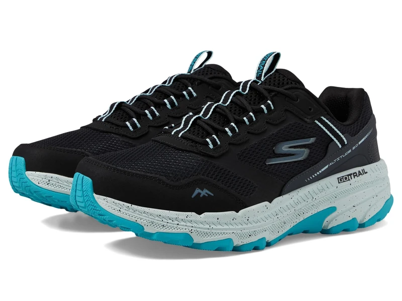 Skechers Women's GO Run Trail Altitude 2.0 Ravine, Black Leather/Aqua Trim, 3.5 UK