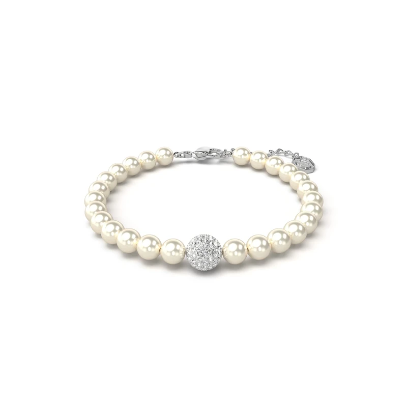 Swarovski Remix Bracelet, Crystal Pearls and White Pavé Crystals on a Rhodium Plated Chain, from the Remix Collection