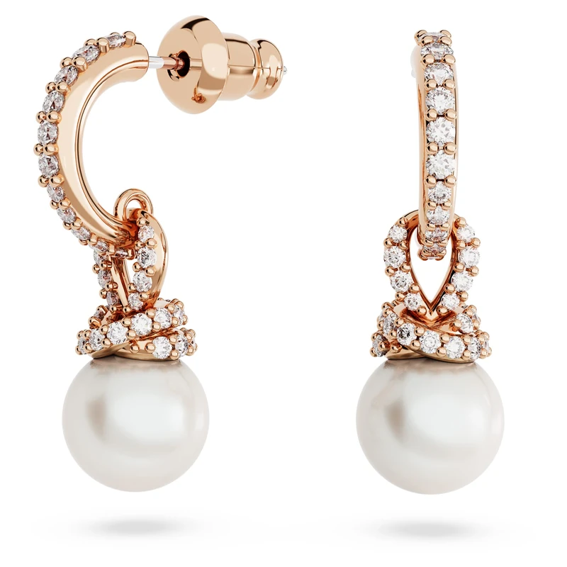 Swarovski Originally Drop Earrings, White Crystals in a Rose Gold-Tone Plated Setting, from the Originally Collection