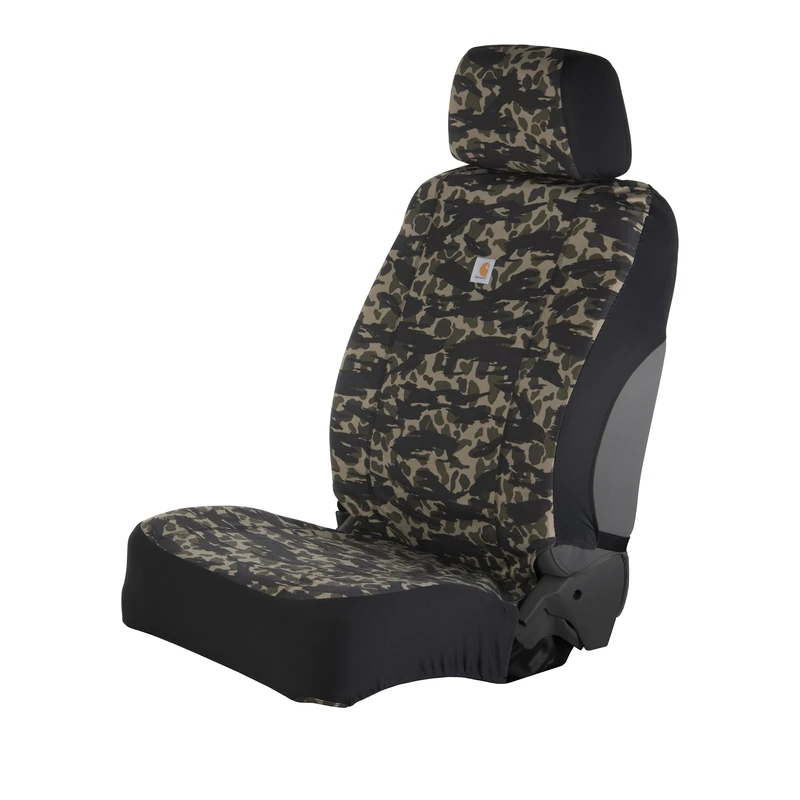 Carhartt Universal Nylon Duck Canvas Fitted Bucket Seat Covers, Durable Seat Protection with Rain Defender, Blind Duck Camo