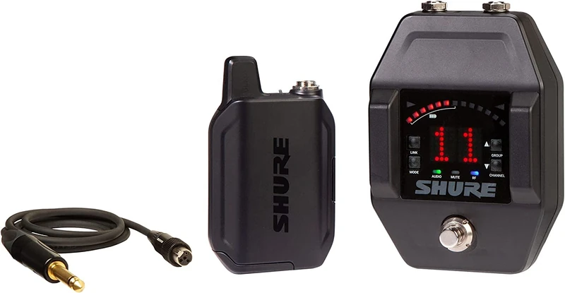 Shure GLXD16+ Dual Band Pro Digital Wireless System - Perfect for Guitar and Bass - 12-Hour Battery Life, 100 ft Range | Includes WA305 Premium Guitar Cable with 1/4" Jack & Guitar Pedal Receiver