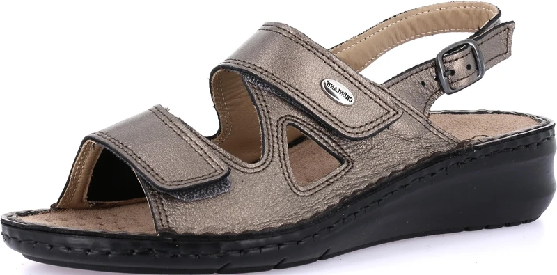 GRUNLAND-DAMI comfort sandal with double straps, removable cork and leather insole, Conforma sole and hand-stitched seams