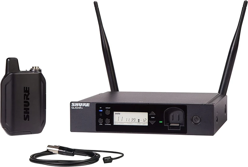 Shure GLXD14R+/93 Dual Band Pro Digital Wireless Microphone System for Interviews, Presenting, Theater - 12-Hour Battery Life, 100 ft Range | WL93 Lavalier Mic, Single Channel Rack Mount Receiver