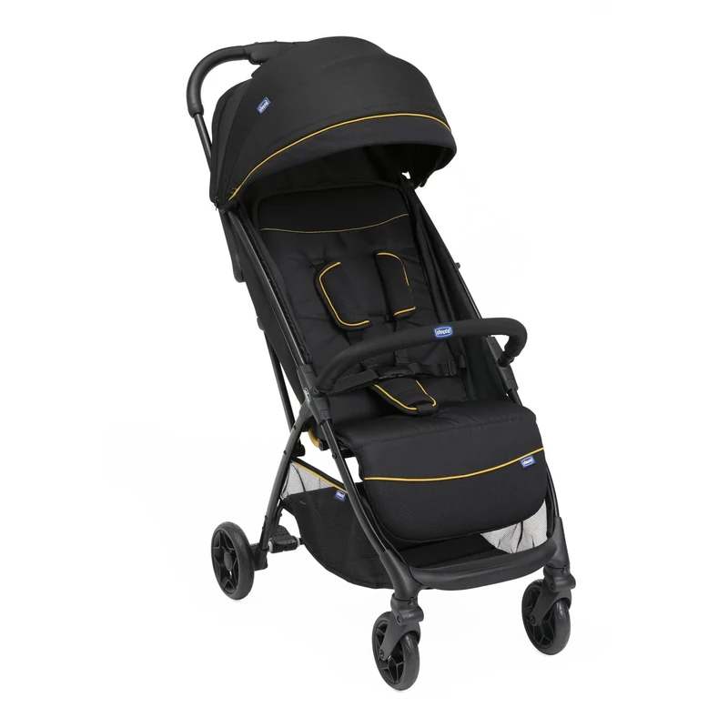 Chicco, Glee Baby Stroller 0+ Months-22 kg, with Automatic Closing and Compact, Extendable Canopy with UV50+ Anti-Rain Treatment, Reclining and Adjustable Backrest and Footrest, Black
