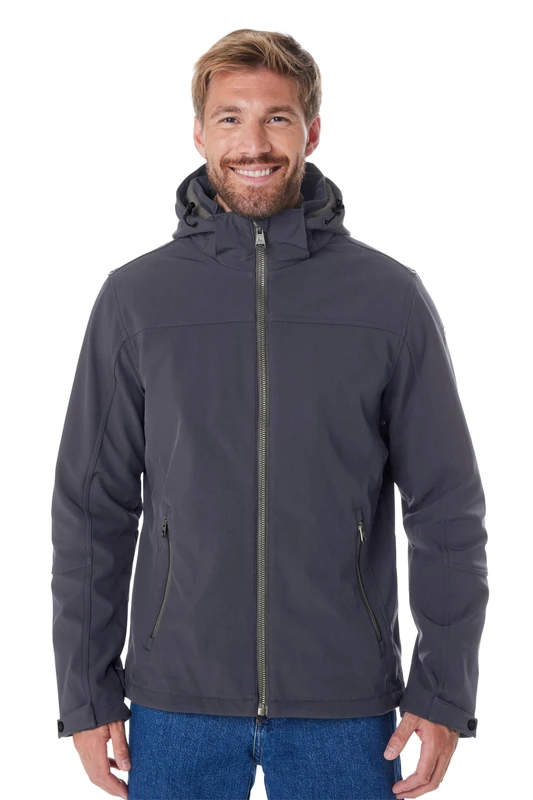 Killtec Men's Softshell Outdoor Jacket with Zip-Off Hood, Charcoal, XL