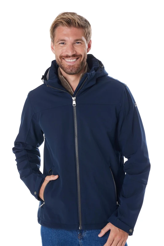 Killtec Men's Softshell Outdoor Jacket with Zip-Off Hood, Blue, M
