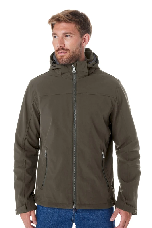 Killtec Men's Softshell Outdoor Jacket with Zip-Off Hood, Green, S