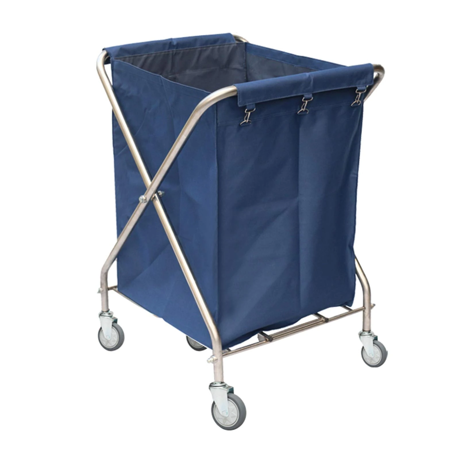 Trolleys,Cart Trolley Space Saving Linen Cart, Foldable Laundry Sorter Hamper Trolley with Removable Washable Bag, Stainless Steel Frames,