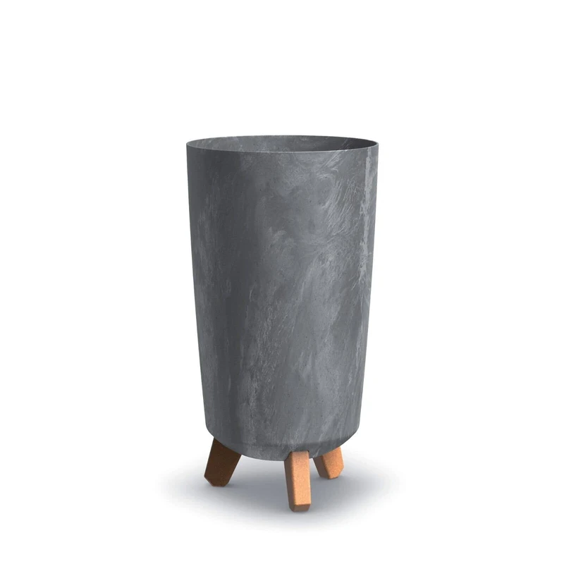 URBN GARDEN Tall Slim Marengo grey Look Plastic Planter Flower Soil Pot Indoor Outdoor With Legs