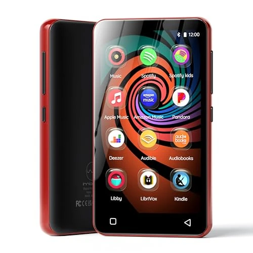 Innioasis 160GB MP3 Player with Bluetooth and WiFi, Android Music Player with Spotify,Amazon Music,Pandora,APP Store, 4" Full Touch Screen MP3 Player with Audible,Libby,Audiobook (Black_Red)
