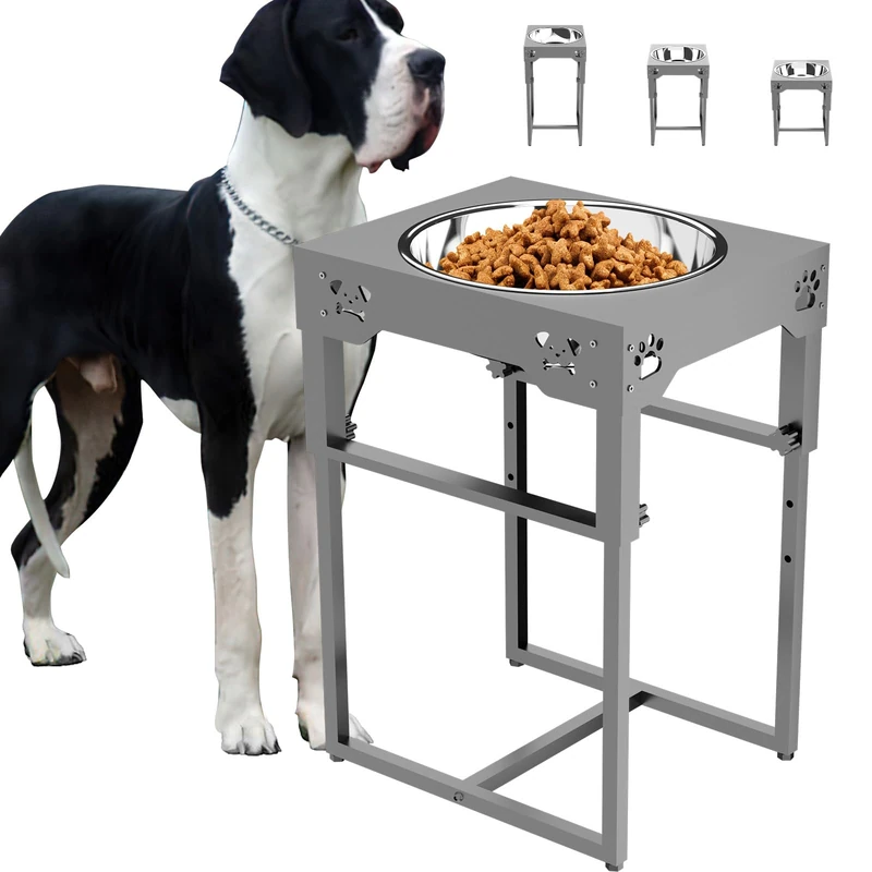 Elevated Dog Bowls for Large Dog,Raised Dog Bowls, Adjustable to 8 Heights(2.75" up to 20''),for Large,X/XL Large,Medium, Sized Dogs with 2 Stainless Steel Dog Bowls