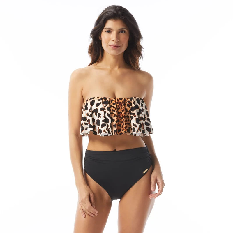 Vince Camuto Women's Standard Ruffle Bandeau Bikini TOP, Black