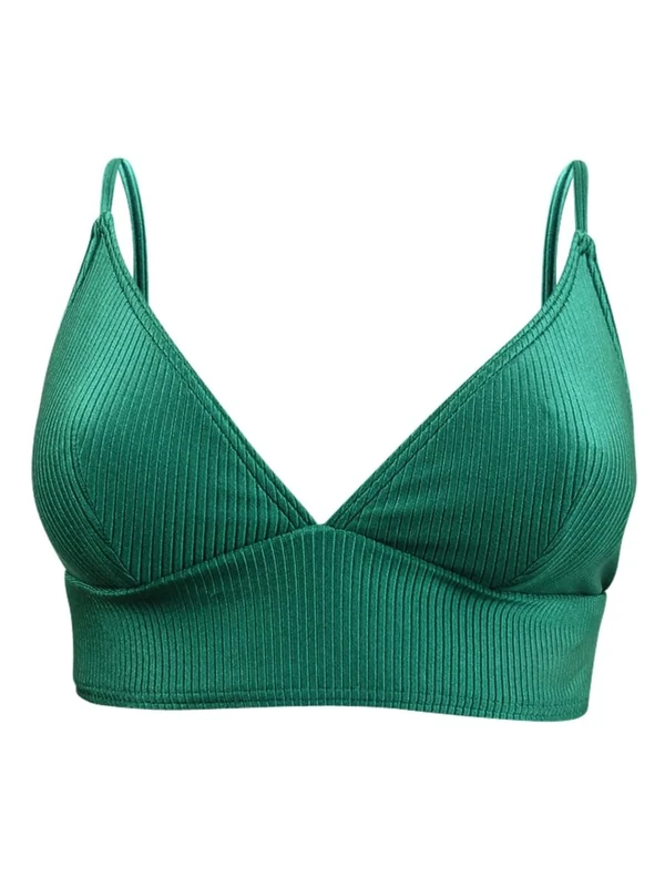 Vince Camuto Women's Standard Ribbed Bikini TOP, Conifer
