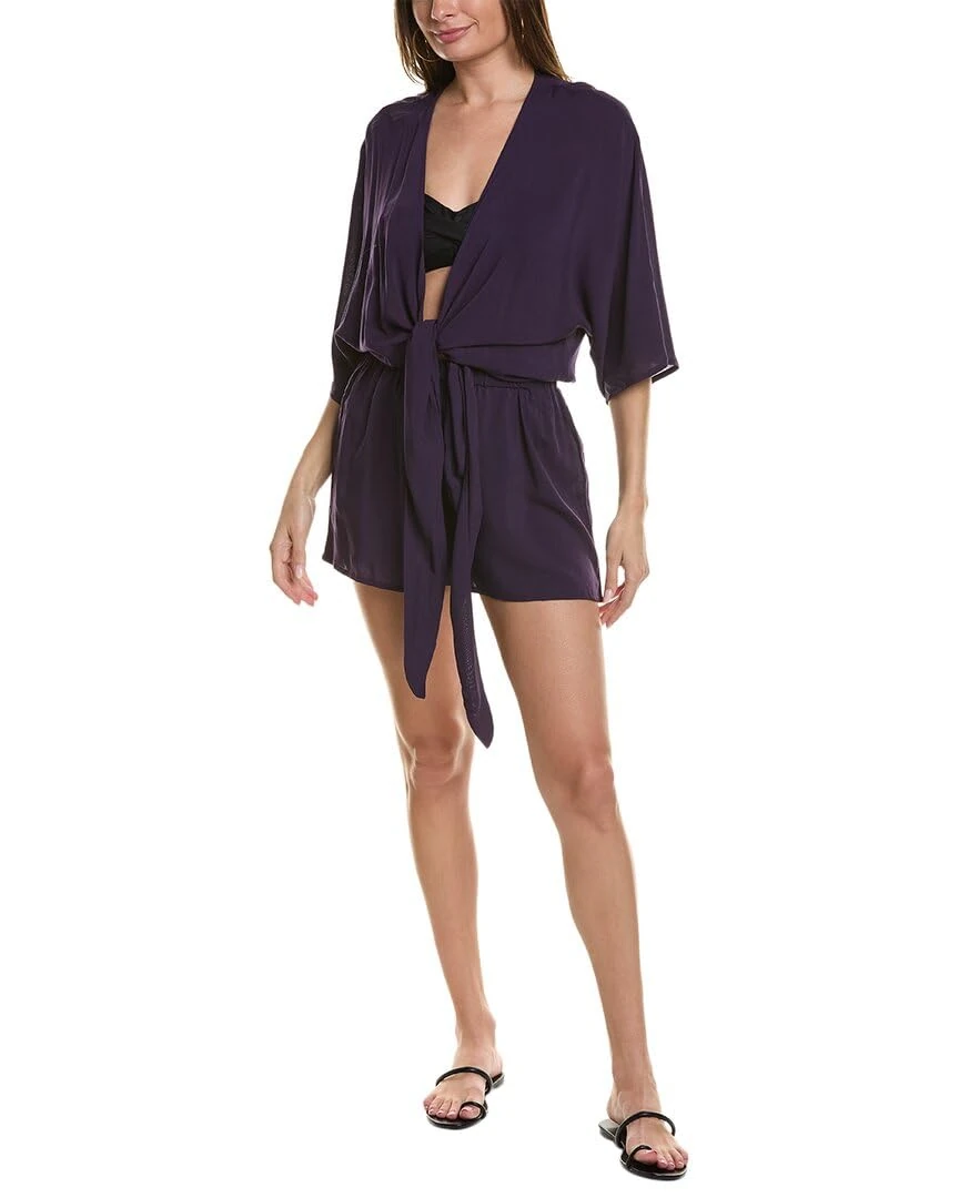 Vince Camuto Women's Convertible Tie Cover Up Swimwear, Deep Plum, XS