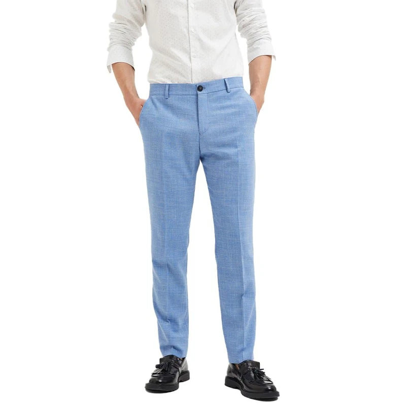 SELETED HOMME Men's SLHSLIM-Oasis Linen TRS NOOS Suit Pants, Light Blue, 48