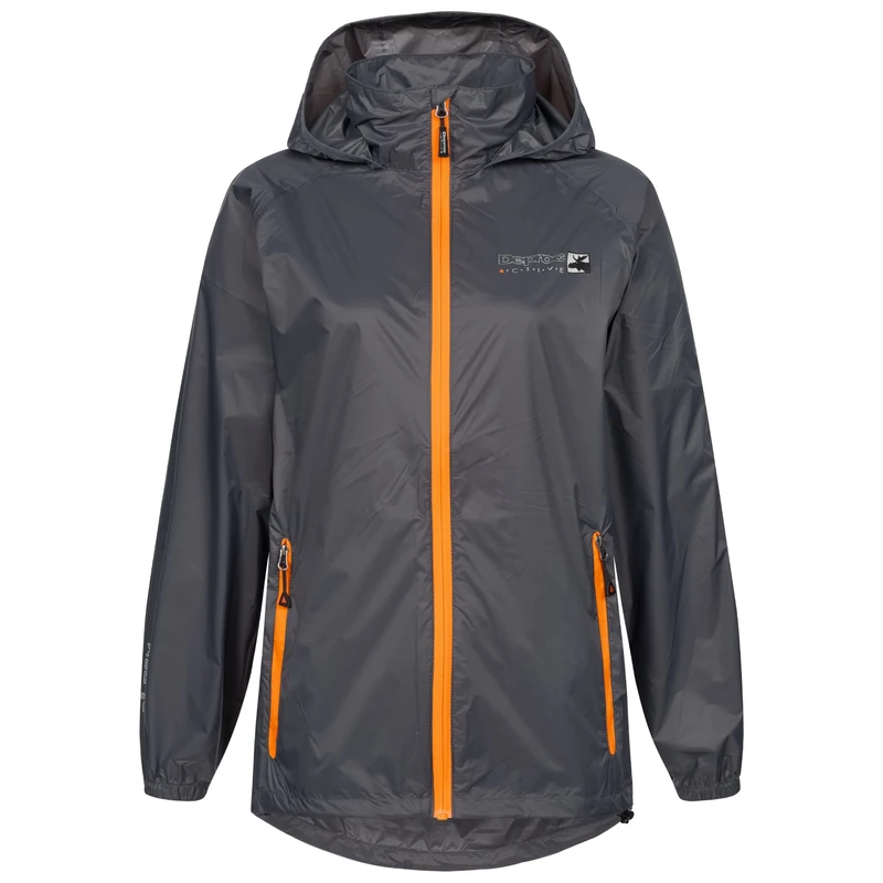 DEPROC-Active Women's Robson Raincoat Rain Hood Breathable Waterproof Weatherproof Windbreaker Transition Jacket, Charcoal, 50 Große Größen