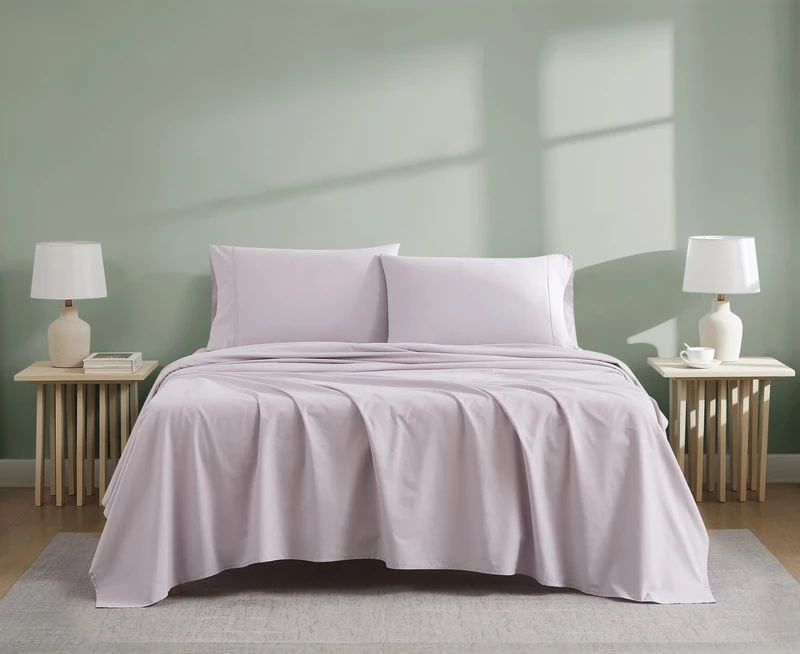 Linen Closet Organic Cotton Lavender Queen Sheet Set 4 Piece Set