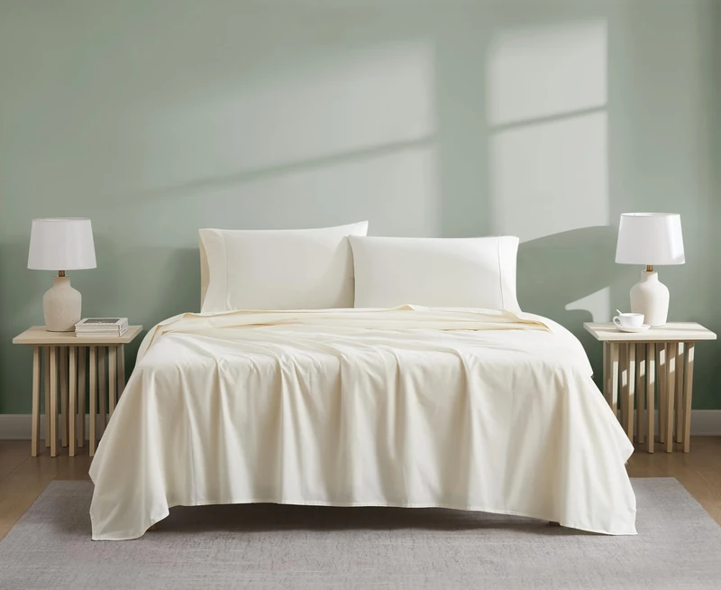 Linen Closet Organic Cotton Fresh Ivory Queen Sheet Set 4 Piece Set