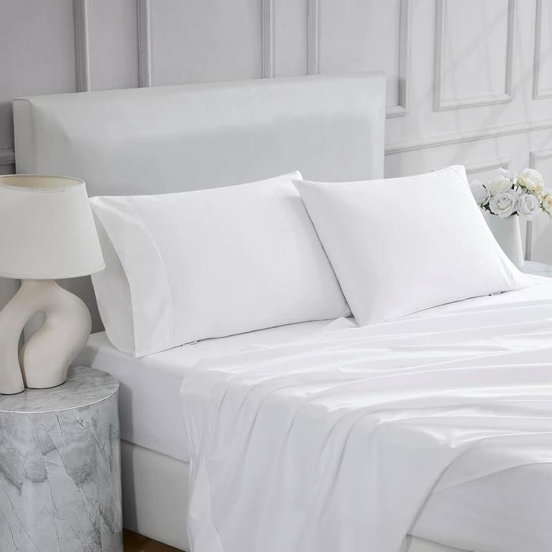 Linen Closet Ultimate Percale Arctic White King Set Sheet 4 Piece Set