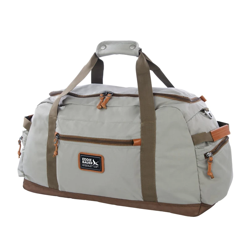Eddie Bauer Bygone 45L Midsize Duffel Made from Rugged Polyester/Nylon with U-Shaped Main Compartment, Heather Grey, One Size, Heather Grey, One Size