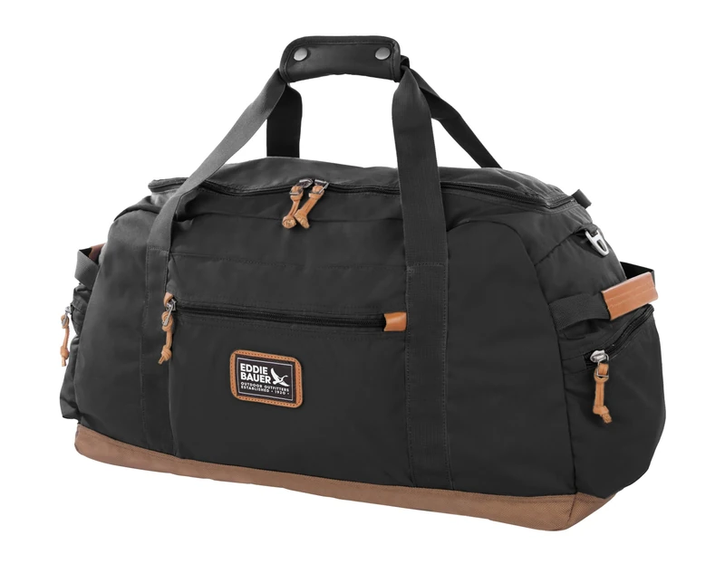 Eddie Bauer Bygone 45L Midsize Duffel Made from Rugged Polyester/Nylon with U-Shaped Main Compartment, Black, One Size, Black, One Size