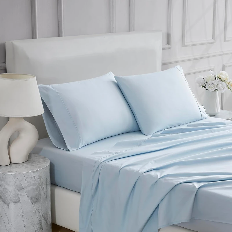 Linen Closet Ultimate Percale Light Blue Queen Set Sheet 4 Piece Set