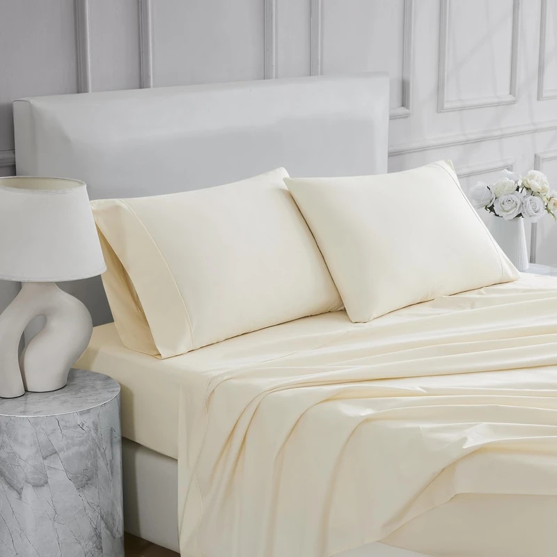 Linen Closet Ultimate Percale Ivory Full Set Sheet 4 Piece Set