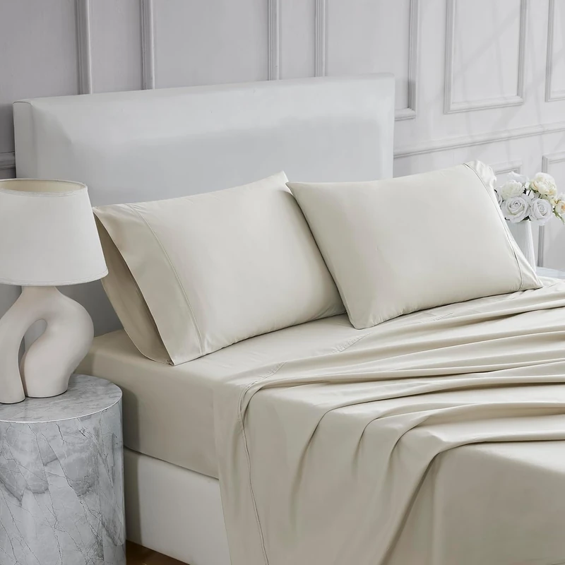 Linen Closet Ultimate Percale Tan Queen Set Sheet 4 Piece Set