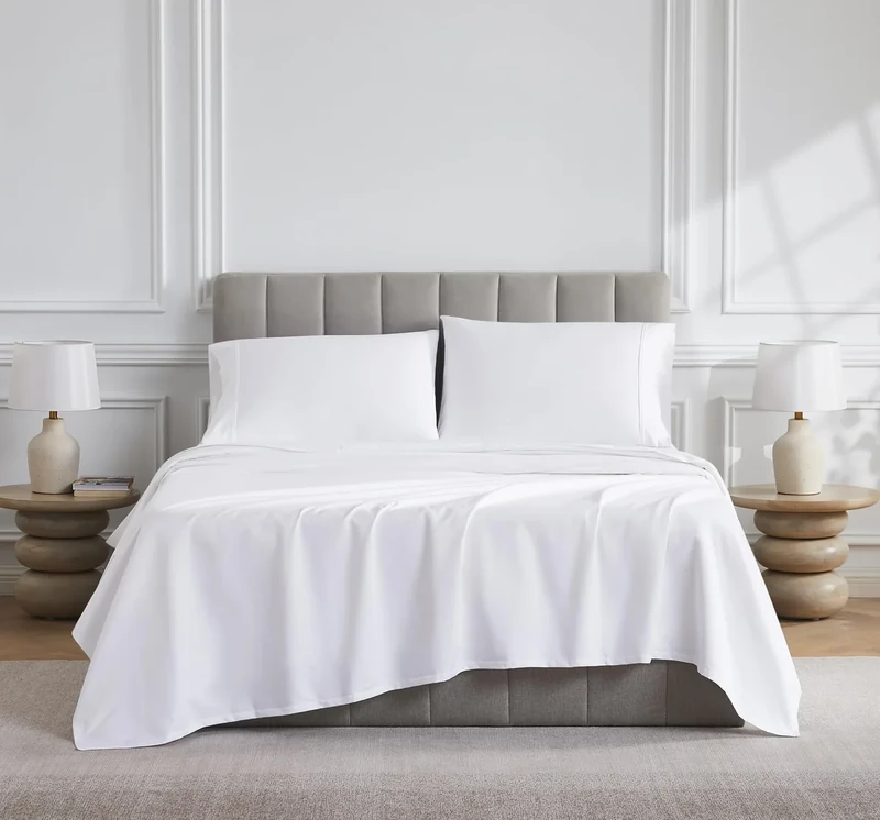Linen Closet 1000 Thread Count Egyptian Cotton 4-Piece Sheet Set, Queen, Arctic White