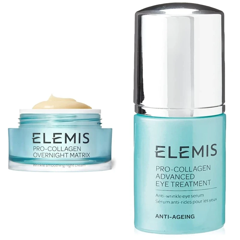 ELEMIS Pro-Collagen Overnight Matrix, Pro-Collagen Night Cream with Drone Peptide Technology to Smooth & Pro-Collagen Advanced Eye Treatment, Hydrating Under Eye Cream Formulated