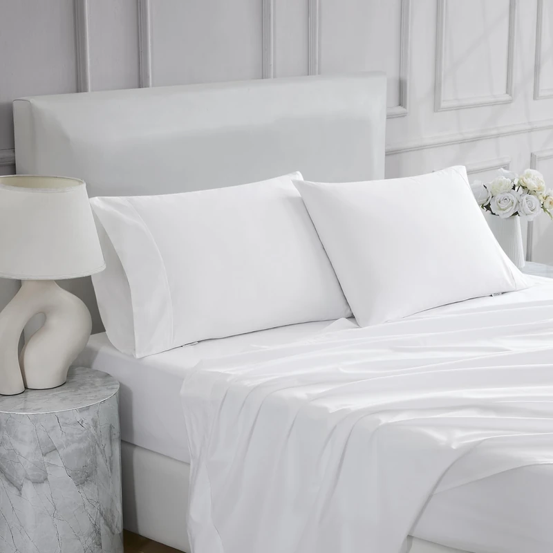 Linen Closet Ultimate Percale Arctic White Full Set Sheet 4 Piece Set - Image 1