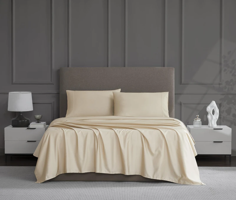 Linen Closet Cotton Beige King Set Sheet 4 Piece Set
