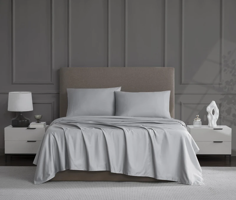 Linen Closet Luxury Cotton 1200 Thread Count Hotel Luxury 4-Piece Sheet Set, Queen, Soft Silver