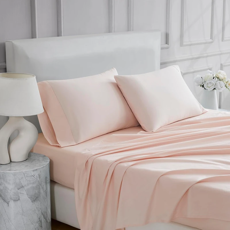 Linen Closet Ultimate Percale Blush Queen Set Sheet 4 Piece Set