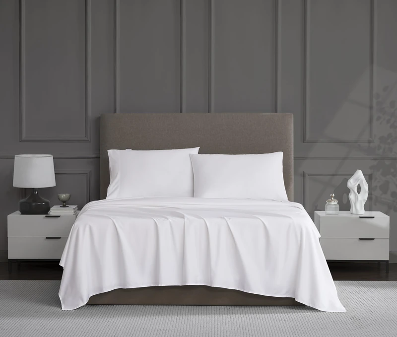 Linen Closet Luxury Cotton 1200 Thread Count Hotel Luxury 4-Piece Sheet Set, King, White - Image 1